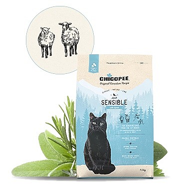 צ'יקופי מזון יבש לחתולים בוגרים בטעם כבש ואורז (סנסיבל)  chicopee sensible lamb