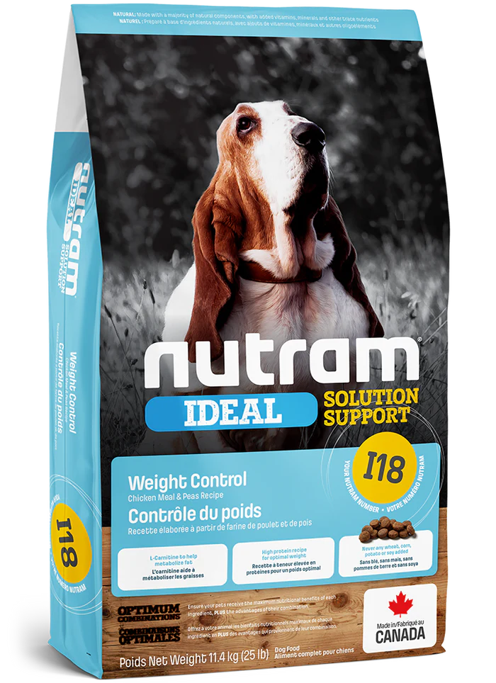 נוטרם עוף לשמירת משקל מזון לכלב Nutram I18 - 11.4 ק"ג