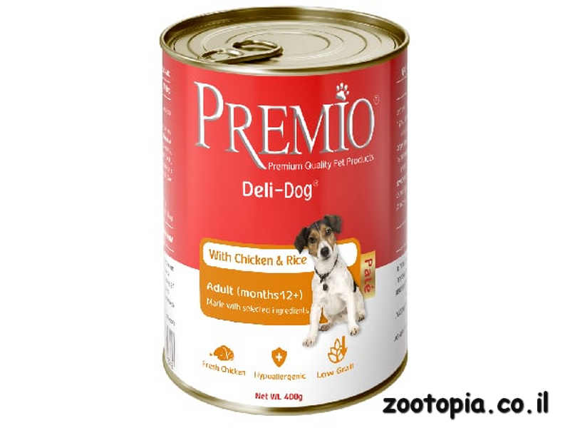 Premio פטה לכלבים עוף ואורז - 400 גרם