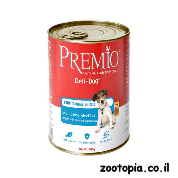 Premio פטה לכלבים סלמון ואורז - 400 גרם