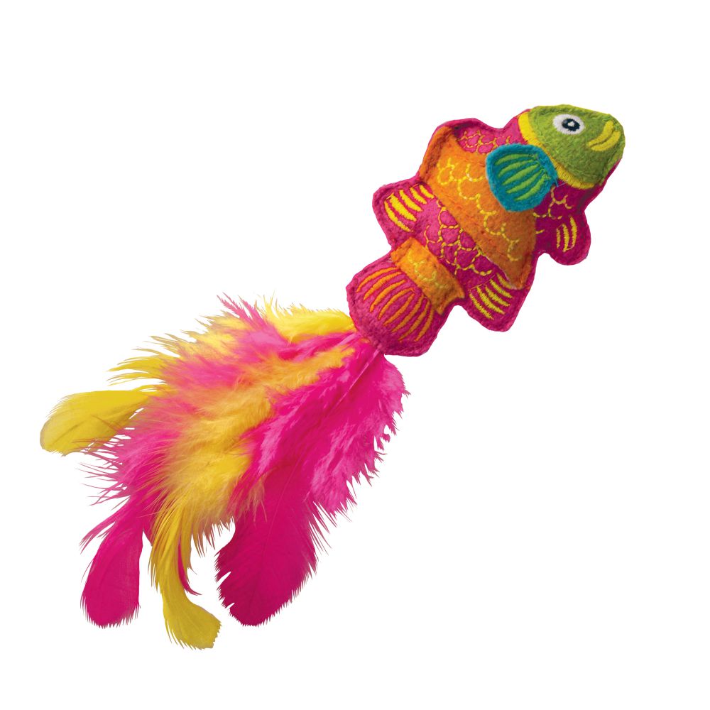 kong tropics קונג צעצוע לחתול דג עם נוצה