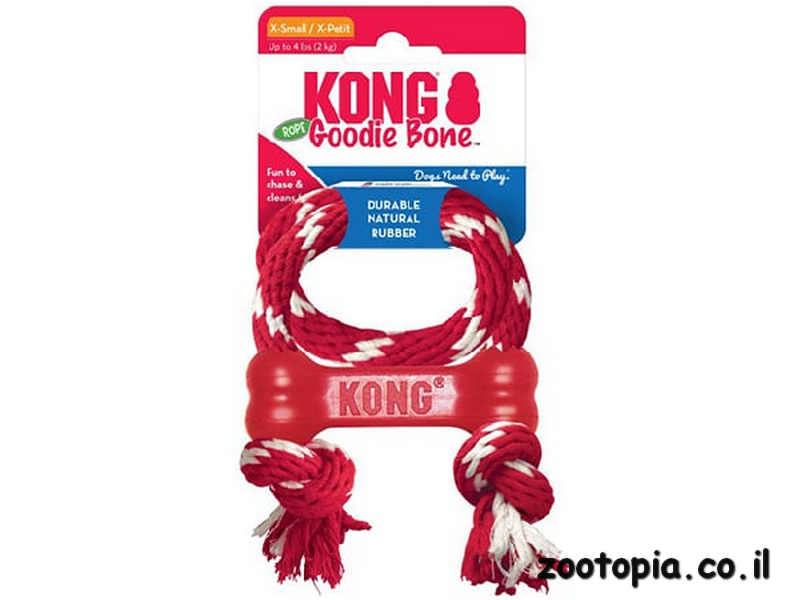 קונג גודי בון עם חבל משיכה לכלבים XS Kong 2