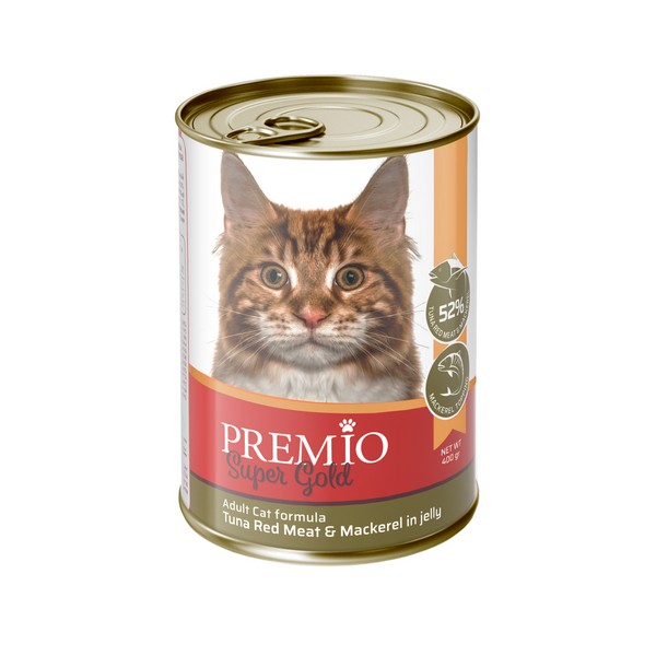 Premio Super Gold שימור חתיכות לחתול בטעם טונה ודג - 400 גרם