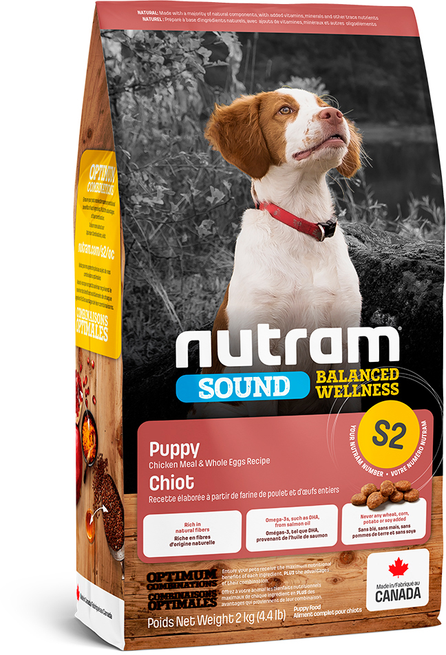 Nutram S2 נוטרם לגורי כלבים בטעם עוף וביצה - 2 ק"ג