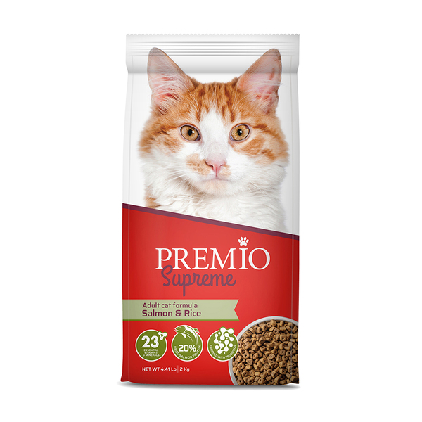 פרמיו מזון יבש לחתולים בטעם סלמון ואורז - 2 ק"ג