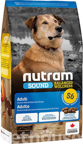 נוטרם סאונד בוגר עוף ואורז חום מזון לכלב ק"ג Nutram SOUND S6 11.4