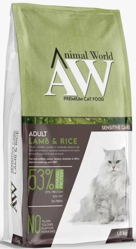 Animal World - מזון יבש בטעם כבש עם אורז - 15 ק"ג
